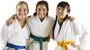 Teen girls having fun after martial arts class