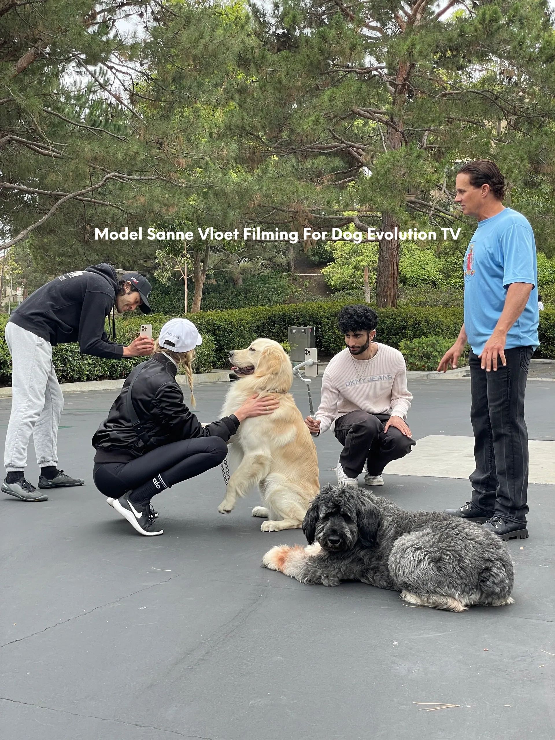 Victoria Secret model Sanne Vloet working on dog obedience filming for my show Dog Evolution TV.