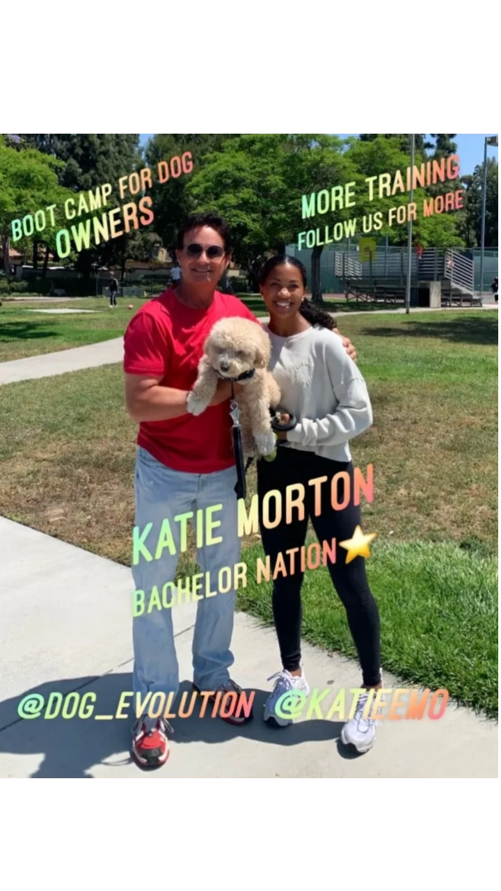 Bachelor Nation Katie Morton with her dog Bear. Another successful and happy dog owner and dog.