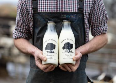 north cotswolds dairy, milk in glass bottles, milk vending machine, farm milk,