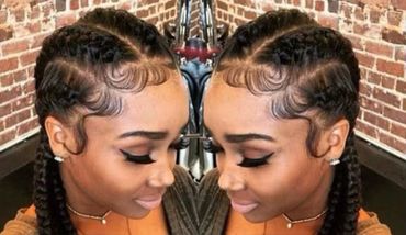 Two mirrored images of a woman with cornrows and styled baby hairs.