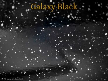 Galaxy Black text on a starry black background.
