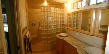 custom glass block and tile showers