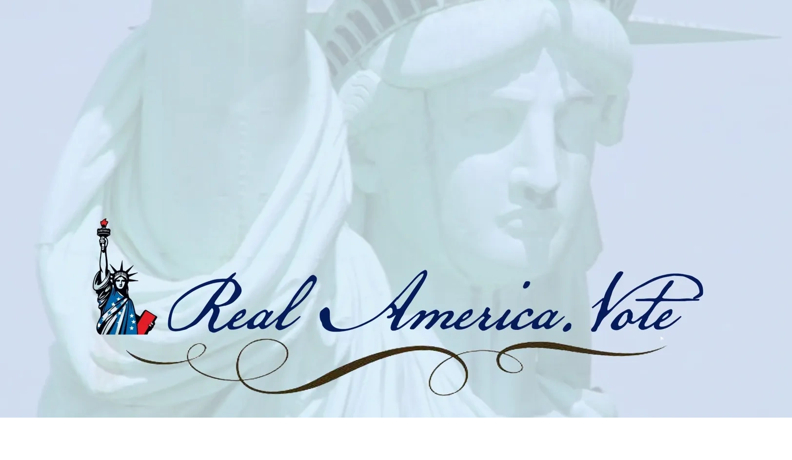 RealAmerica.Vote logo overlayed on Lady Liberty