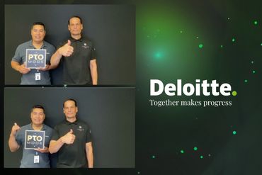 Deloitte 'Together Makes Progress' branded photo booth composite at FlashFolio Booth, OC.