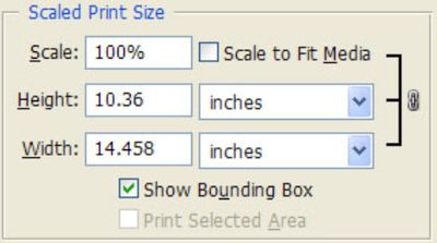 Scaled print box with scale to fit NOT selected.