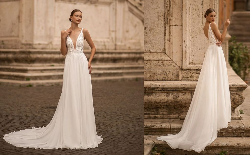 Chantilly lace appliqués overtop Transparent sequins chiffon A-line skirt