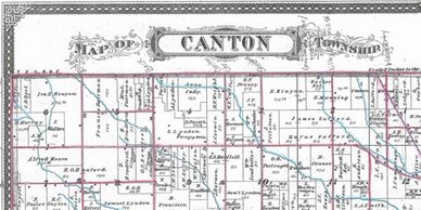 Historic map of Canton Township showing land divisions and owners.