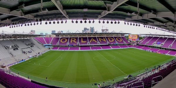 Panoramic overview of Orlando Pride & City Soccer Exploria Stadium on Church St in Central Florida.