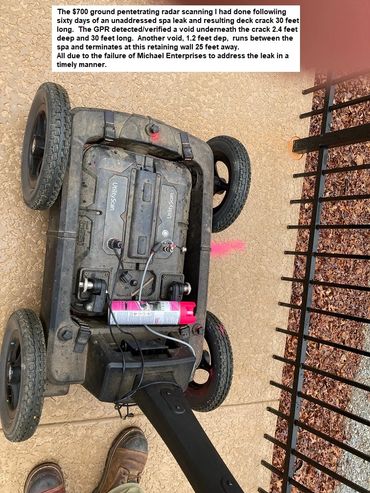 Ground penetrating radar scanning the deck to determine cause of crack.