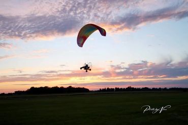 WEEEEE! Powered paraglider flying just after sunset in the Indianapolis area.