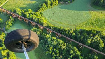 Powered paragliding instruction over the Tulip Tressel in Indiana.