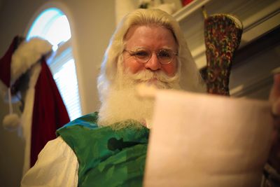 Santa checking his list for New York City