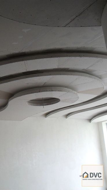 3D drywall ceiling installation in Vancouver with custom geometric design