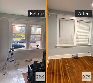 Before and after interior wall painting project in Vancouver with smooth modern finish