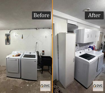 Before and after garage renovation in Surrey BC by Dario Vian Construction