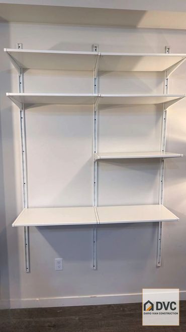 Wall mounted metal shelf installation in Richmond for storage and organization