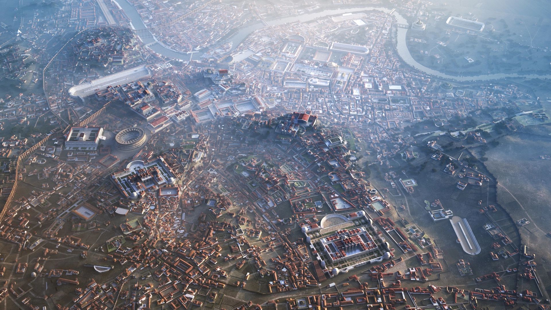 Aerial view of Ancient Rome available to download as 4K and HD stock footage.