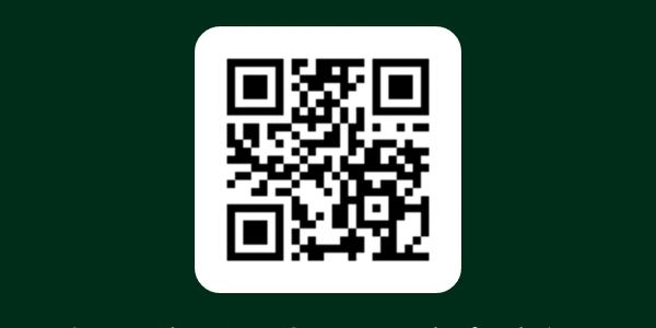 QR code on a dark green background.