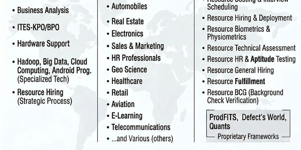 List of various business and technical services offered across multiple industries.