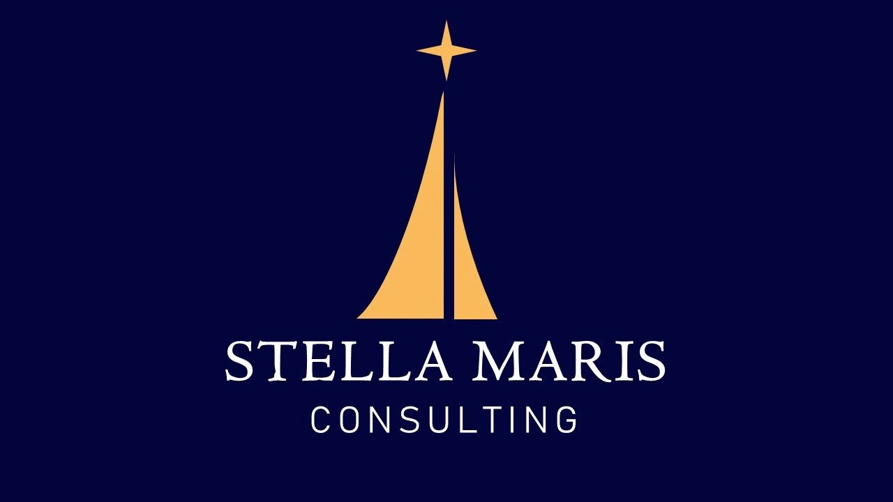 Logo of Stella Maris Consulting with a star and sailboat design on navy background.