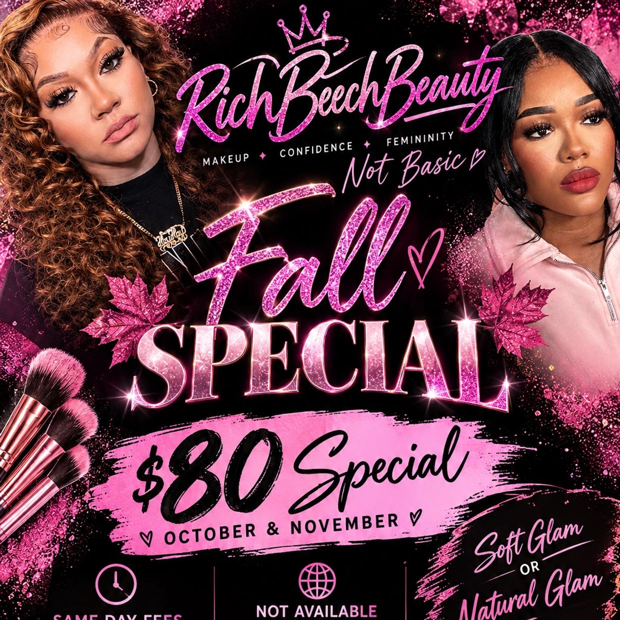 Fall Makeup Special- Book your Fall Glam Session NOW💄💋😍 ONLY $80