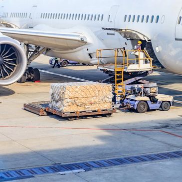 Loading or unloading cargo from plane