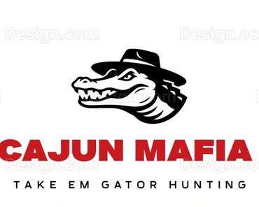 Logo featuring an alligator wearing a hat with 'Cajun Mafia' and 'Take Em Gator Hunting' text.