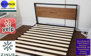 Zinus Suzanne Metal and Wood Platform Bed Item # OLB-IRPBHB-14Q