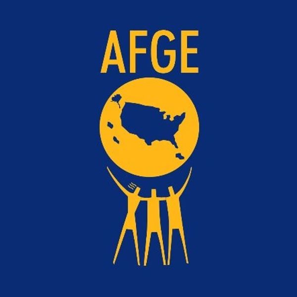 AFGE logo with three figures holding a globe showing the United States.