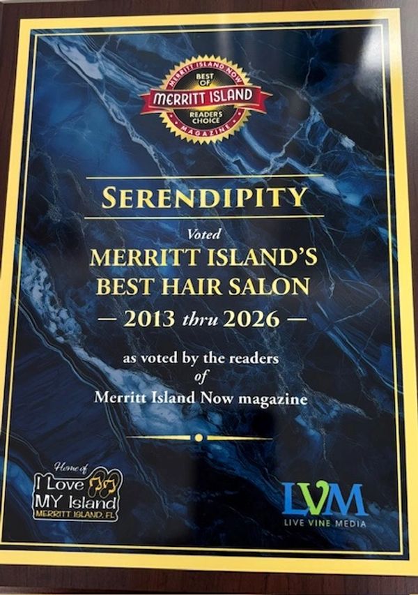 Award plaque for Serendipity, Merritt Island's best hair salon.