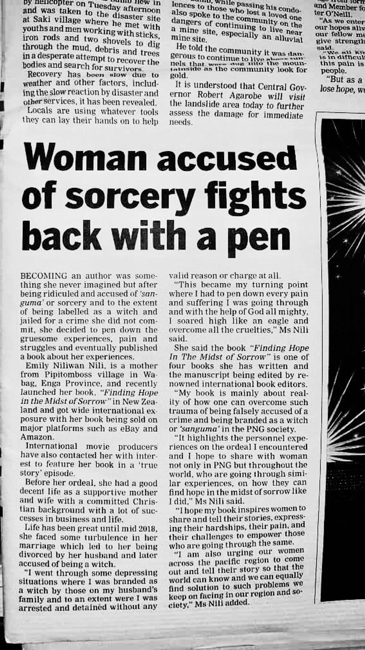 EMILY NILIWAN NILI
ACCUSED OF SORCERY FIGHTS BACK WITH A PEN IN PAPUA NEW GUINEA