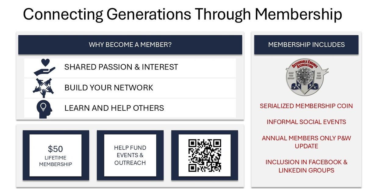 Flyer promoting lifetime membership with benefits like networking, social events, and updates.