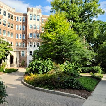 A large apartment complex in the dense residential corridor between Ellicott & Albemarle streets.