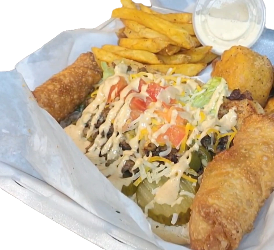 A SAMPLER: $20
A MINI PHILLY
MINI CORNIE CORN
2 WAP WINGS
DRIPPY FRIES
MINI EGGROLL
1 MATTIE B'S