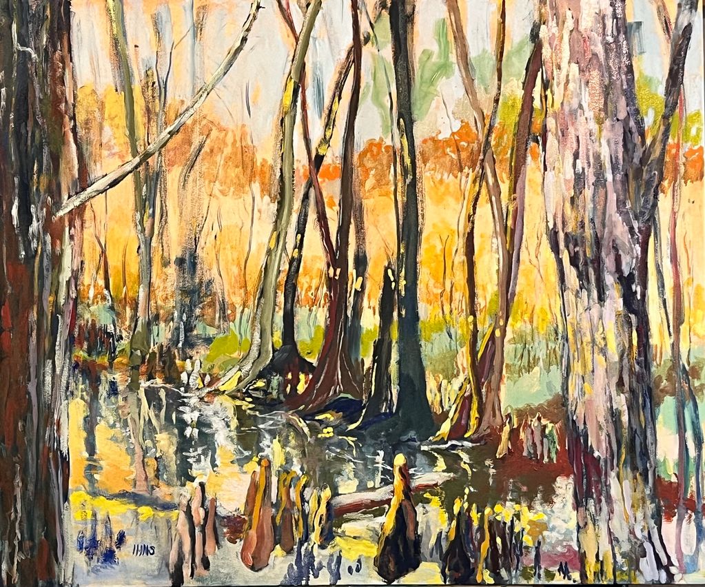 Cypress Knees in Bloom Joe ihns oil painting Florida landscape