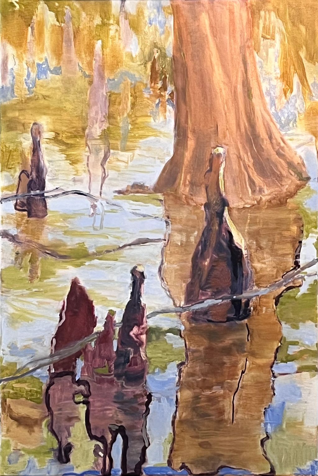 Original oil painting by Joe Ihns. Bright vibrant colors Florida wetlands swamp Everglades