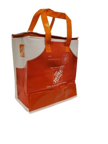Orange and white logo tote bag