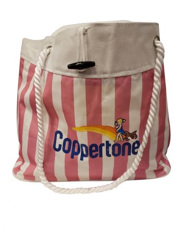 Coppertone pink striped beach bag