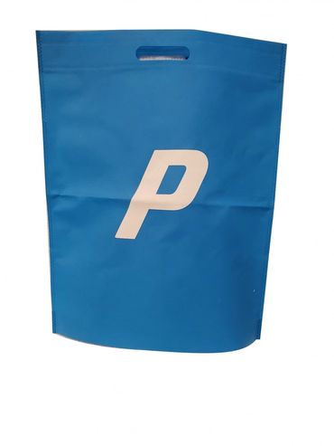 Blue bag with white letter P