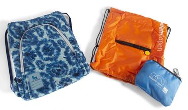 Blue and orange foldable bags