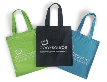 Green black and blue tote bags