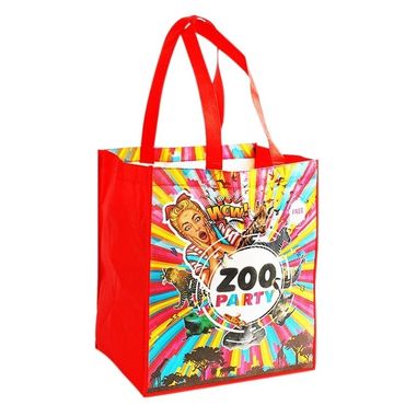 Colorful zoo party tote bag