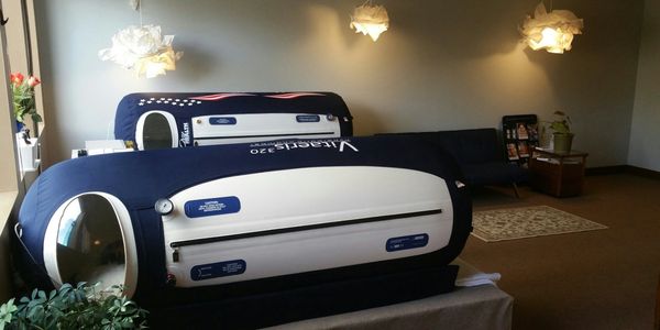 The OxyHealth Vitaeris 320 mild Hyperbaric Oxygen Therapy chambers.  