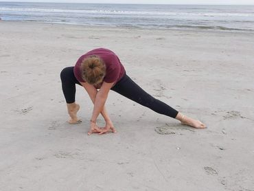 Suzanne Nicklas doing Yoga in Old Orchard Beach, Old Orchard Beach Maine