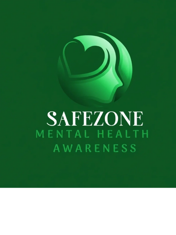 Green logo depicting a head with a heart, promoting mental health awareness.