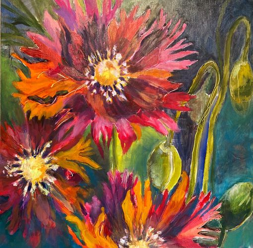 Poppy Love - 12"x12" Oil $275.