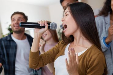 karaoke singing girl fun party group microphone