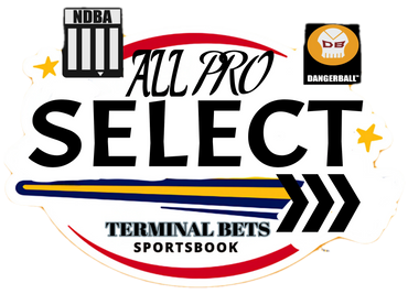 ALLPRO SELECT GAME, TERMINAL BETS, NDBA SHIELD LOGO, DANGERBALL LOGO