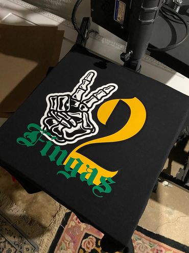 Peace 2 Fingas Design on black T
